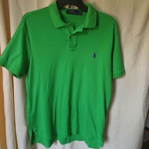 Bright green men's Ralph Lauren polo vacation shirt